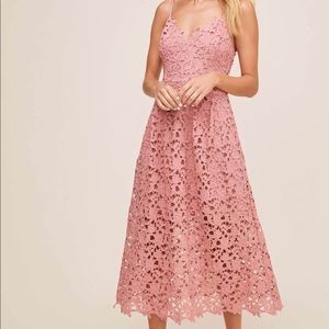 Astr The Label Pink Lace A-Line Midi Dress